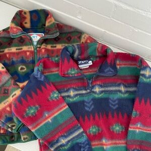 Set Boys New With Tags Aztec Design Winter Fleece 3/4 Zip Sweatshirts Size 5-6